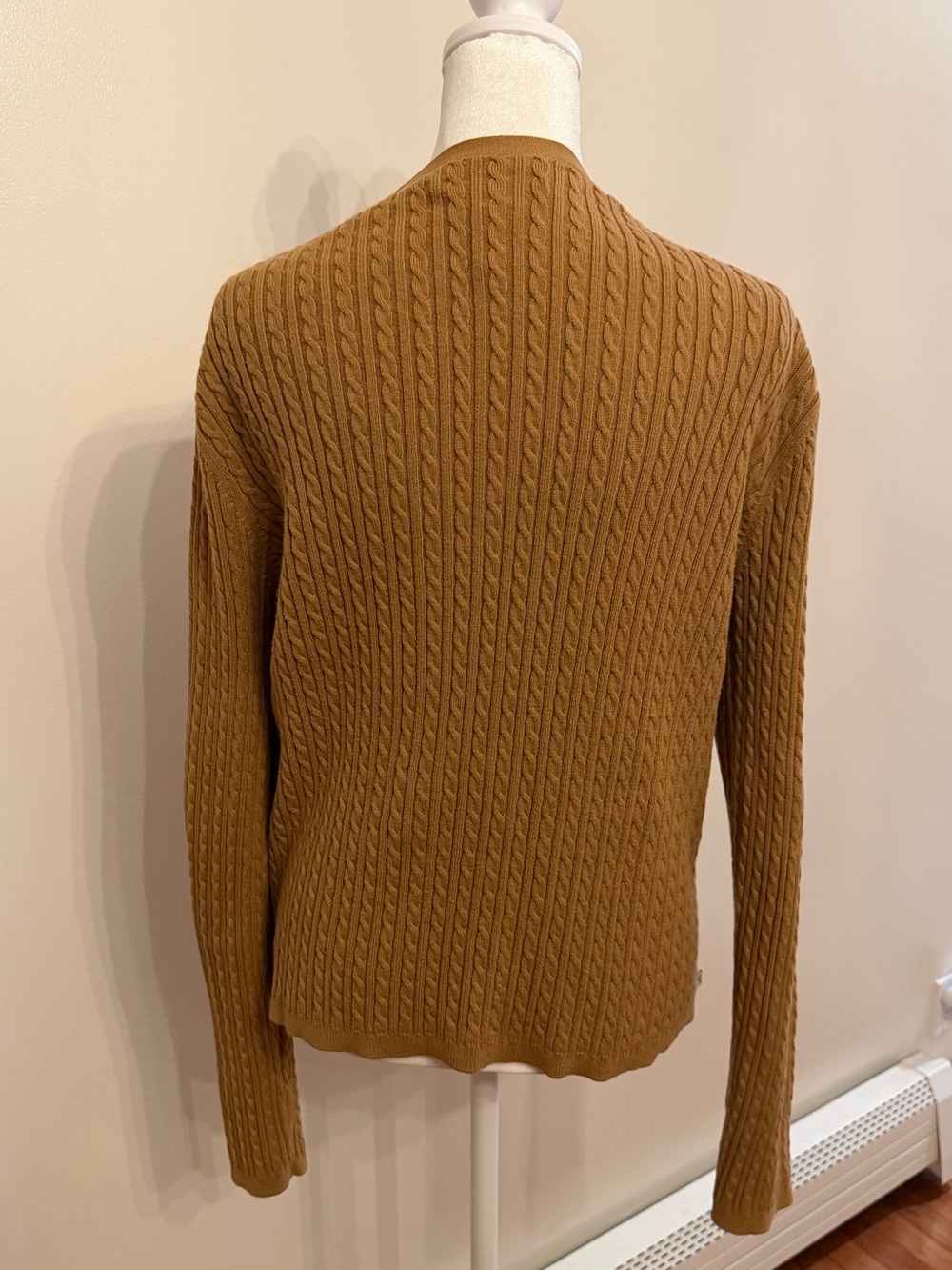 Ralph Lauren Cable Knit Cardigan Sweater Women’s Size L Camel Brown Button Front - Picture 9 of 16